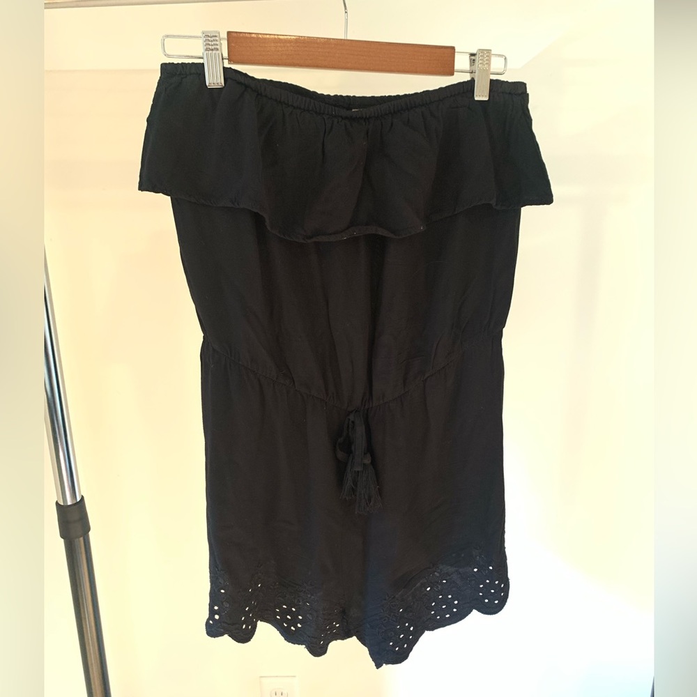 Black Strapless Romper
